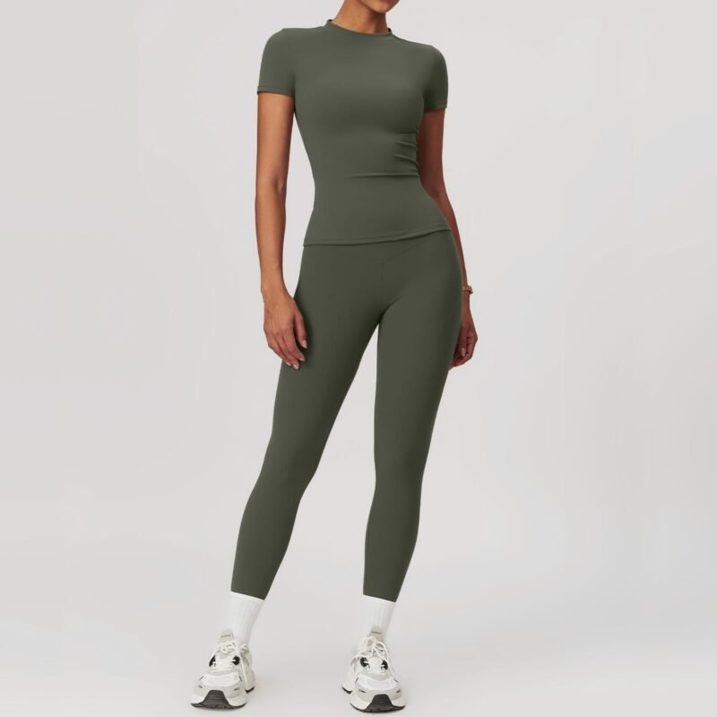 EcoSkin Tight Quick-Dry Yoga Set - Women's Long-Sleeve Top & Pants for High-Performance Workouts 8455