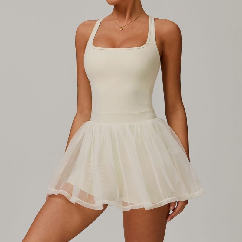 Women's Fake Two - Piece Eco - Friendly Recycled Dress: Mesh Breathable, Quick - Dry, Running & Anti - Exposure Tennis Dress 9091