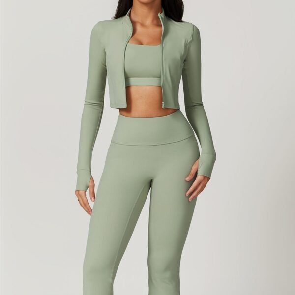 Cloud-Feel Outdoor Tight Yoga Set - 3-Piece Moisture-Wicking Fitness Wear for Women (TZ8047) - 图片 9