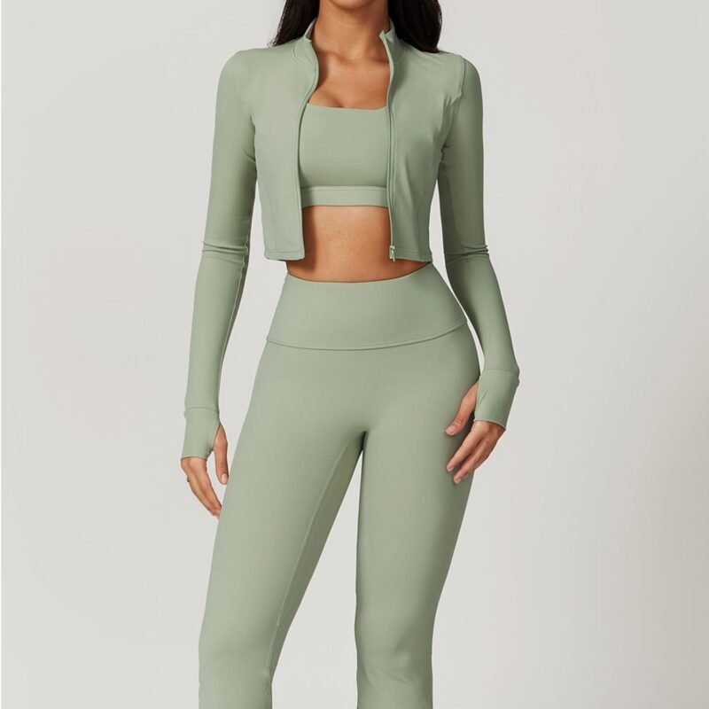 Cloud-Feel Outdoor Tight Yoga Set - 3-Piece Moisture-Wicking Fitness Wear for Women (TZ8047)