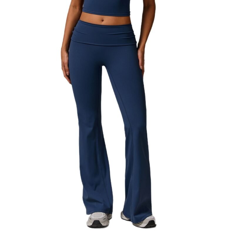 Women's Eco - Friendly Recycled Fold - Over High - Waisted Yoga Pants: Flared Running & Casual Versatile Trousers 8998