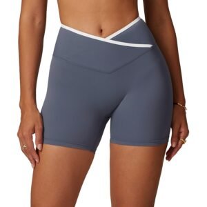 Women's Cross - High - Waisted Yoga Shorts: Tight, Naked - Feel, Peach - Hip Lifting, Outer - Wear Fitness Shorts 8843