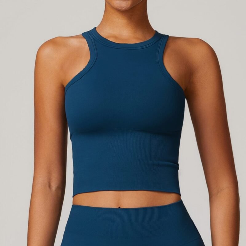 Seamless Slim - Fit Yoga Tank with I - shaped Back - All - in - One Tummy - Concealing Sports Top for Women（7725）
