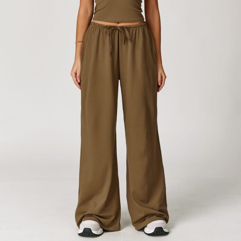 Women's Cross - Border Brushed Long Pants: Draped Wide - Leg, Loose & Casual, Sports Fitness Elastic Waist with Drawstring 3058