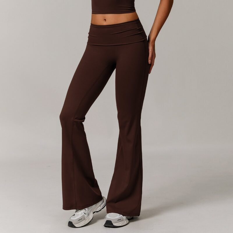 Women's Eco - Friendly Recycled Fold - Over High - Waisted Yoga Pants: Flared Running & Casual Versatile Trousers 8998