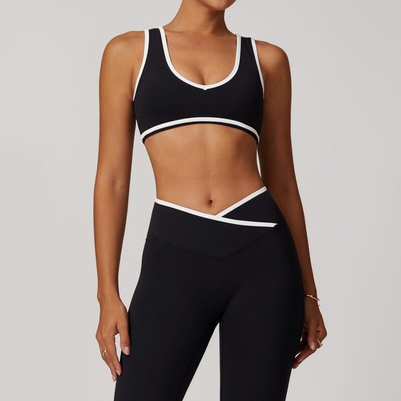 Women's Color - Blocking Wide - Strap Sports Bra: Shock - Proof, One - Piece Yoga Top for Outdoor Fitness 8843