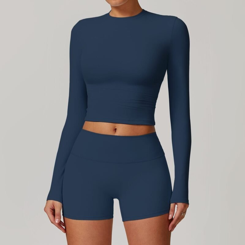Abundant Stock! Slimming Back - showing Yoga Top Long - sleeved T - shirt for Outdoor Sports & Fitness8886