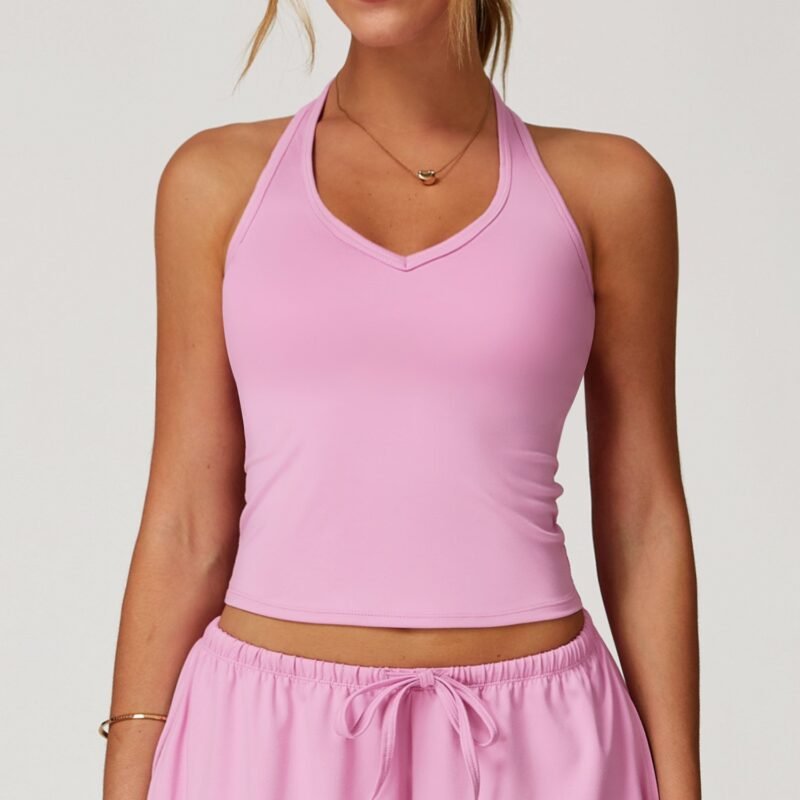 Women's Cross - Border Brushed Yoga Tank: V - Neck, Tight - Fit, Racerback Sports Bra for Running & Fitness 3058