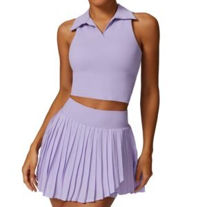 Fake Two-Piece Athletic Skort - Non-See Through Workout Skirt with Cloud Feel Shorts, Anti-Peek Design（8600）