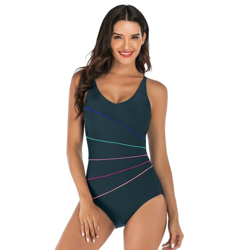 Women's Conservative Sporty One - Piece Triangle Swimsuit - Tight - Fitting, European & American Style（ DS139）