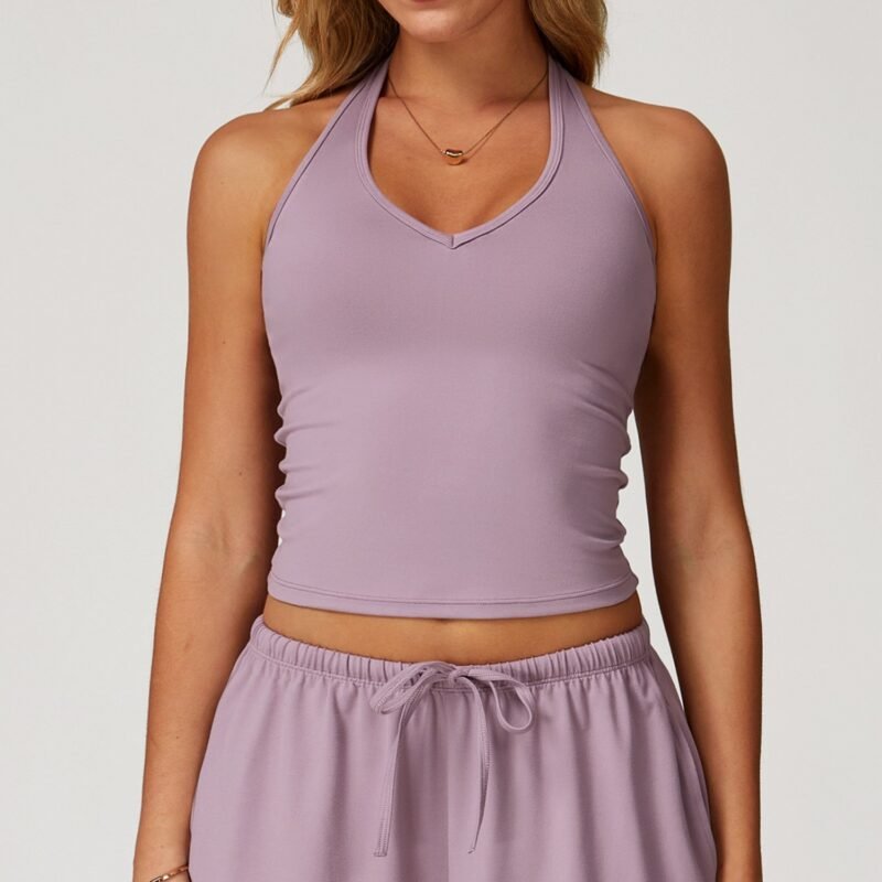 Women's Cross - Border Brushed Yoga Tank: V - Neck, Tight - Fit, Racerback Sports Bra for Running & Fitness 3058