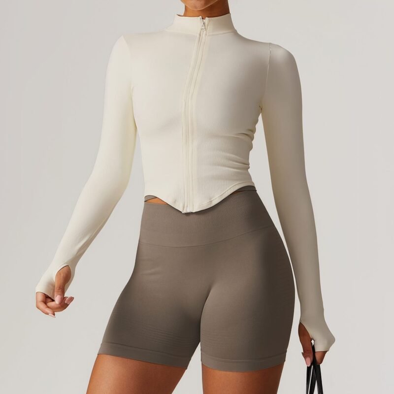 Abundant Stock! European and American - style Stand - Collar Zip - up Long - Sleeve Yoga Jacket for Women DWT7725