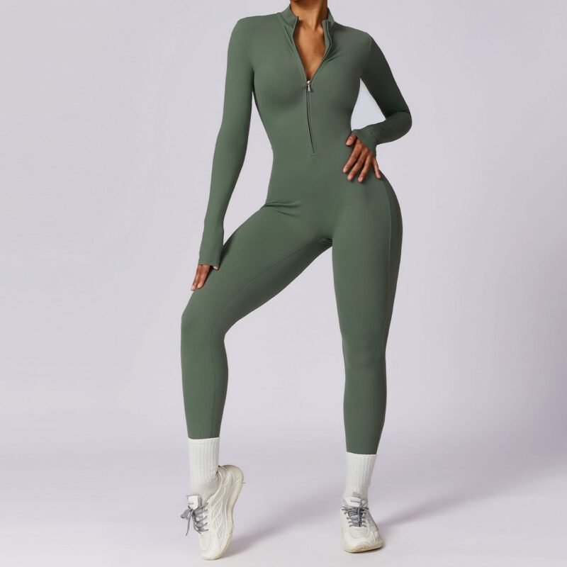 Women's Nude Feel Long Sleeve Zipper Yoga Romper | High-Intensity Activewear for Fitness & Workout（8306）