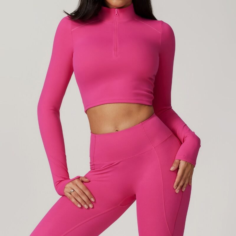Women's Zippered Tight - Fit Long - Sleeve Yoga Top: High - Intensity Quick - Dry Running & Gym Shirt for Fall/Winter 8796