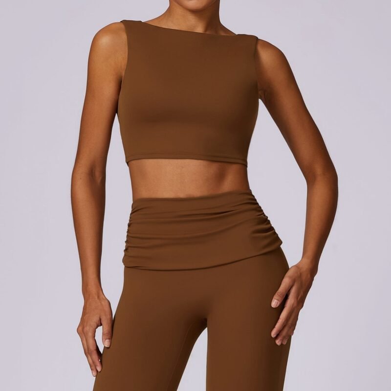 Shock - Absorbing Back - Exposing Yoga Tank Top for Women - High - Intensity Push - Up, Quick - Dry, Ideal for Running and Fitness（8516）