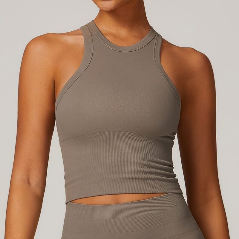 Seamless Slim - Fit Yoga Tank with I - shaped Back - All - in - One Tummy - Concealing Sports Top for Women（7725）