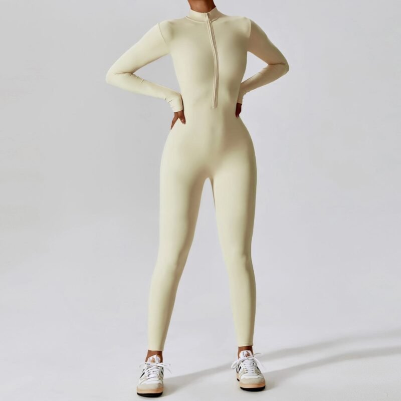 Women's Nude Feel Long Sleeve Zipper Yoga Romper | High-Intensity Activewear for Fitness & Workout（8306）