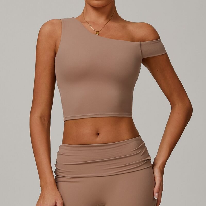 Women's Cross - Border Eco - Friendly Recycled Yoga Tank: Asymmetric One - Shoulder Running & Fitness Top 9207