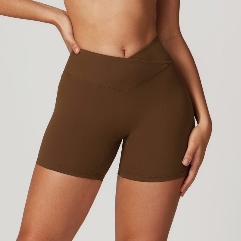 Slim - Fit Yoga Shorts for Women - Cross - Waist, Ideal for Outdoor Running and Fitness （8799）