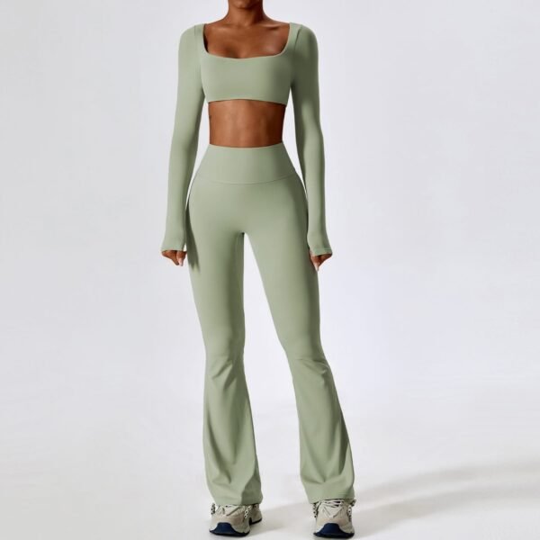 Autumn Shockproof Bare-Feel Yoga Set - Quick-Dry Tight Fitness Wear for Women (TZ8232) - 图片 4