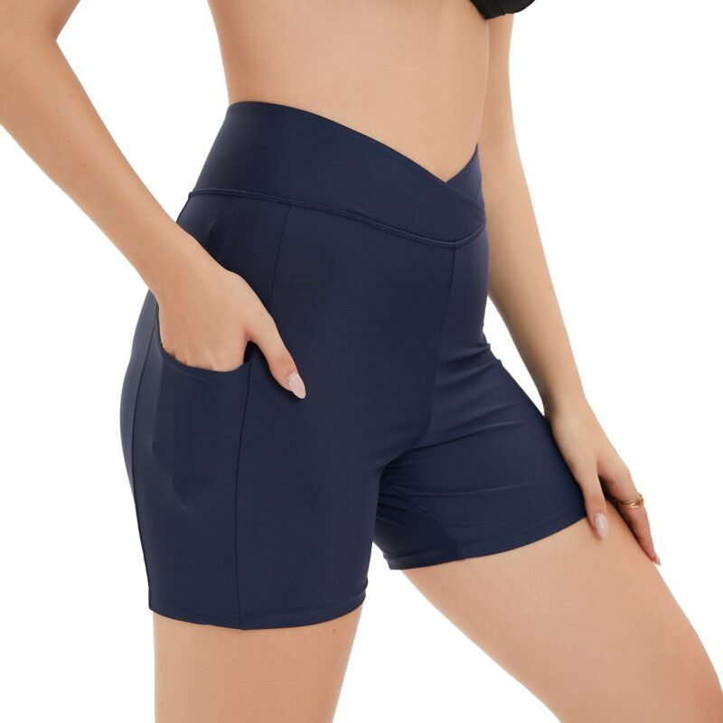 European and American High - Waisted Swim Trunks for Women - Elastic, Slim - Fit, Conservative（ DSJ22457）