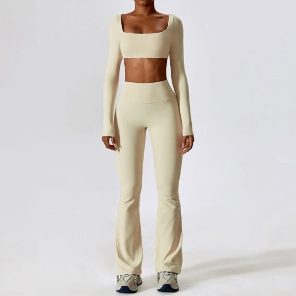 Autumn Shockproof Bare-Feel Yoga Set - Quick-Dry Tight Fitness Wear for Women (TZ8232) - 图片 5