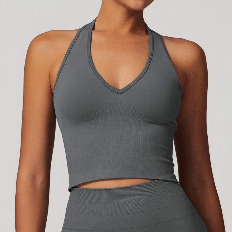 Breathable Halter Back - Exposing Yoga Bra for Women - European and American - Style Seamless Sports Bra, Ideal for Summer with Shock  （7725）