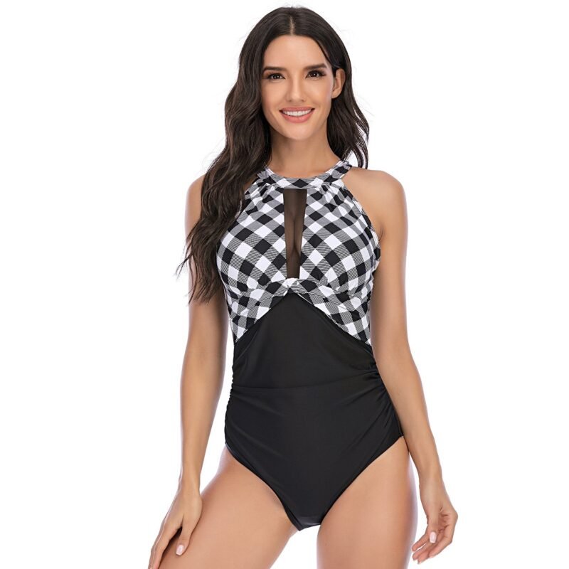Women's European & American Solid - Color Halter One - Piece Swimsuit - Triangle Style Swimwear（ DS109）