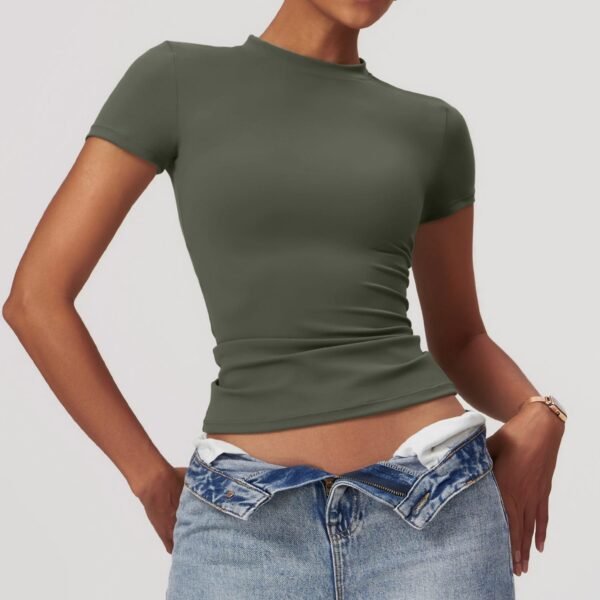 Women's Quick-Dry Short-Sleeve Yoga T-Shirt for Spring: Ideal for Running, Fitness & Outdoor Activities（8455） - 图片 6