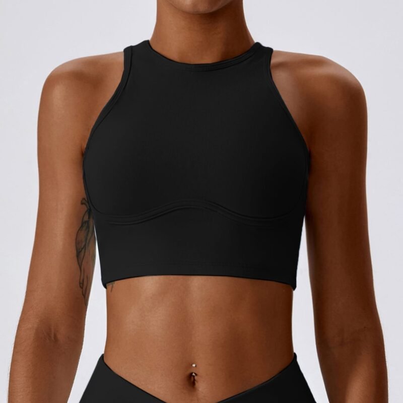 High - Intensity Shock - Absorbing Sports Tank Top - Threaded, Hollow Back Design, Slim - Fit Yoga Bra（8333）