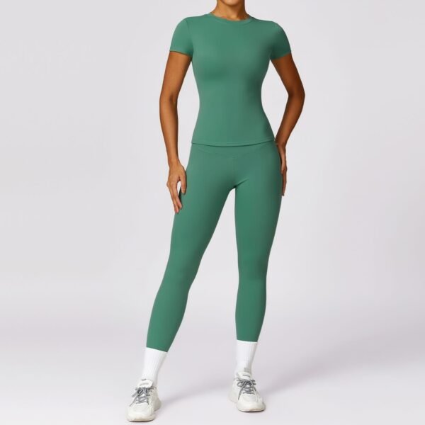 EcoSkin Tight Quick-Dry Yoga Set - Women's Long-Sleeve Top & Pants for High-Performance Workouts 8455 - 图片 3