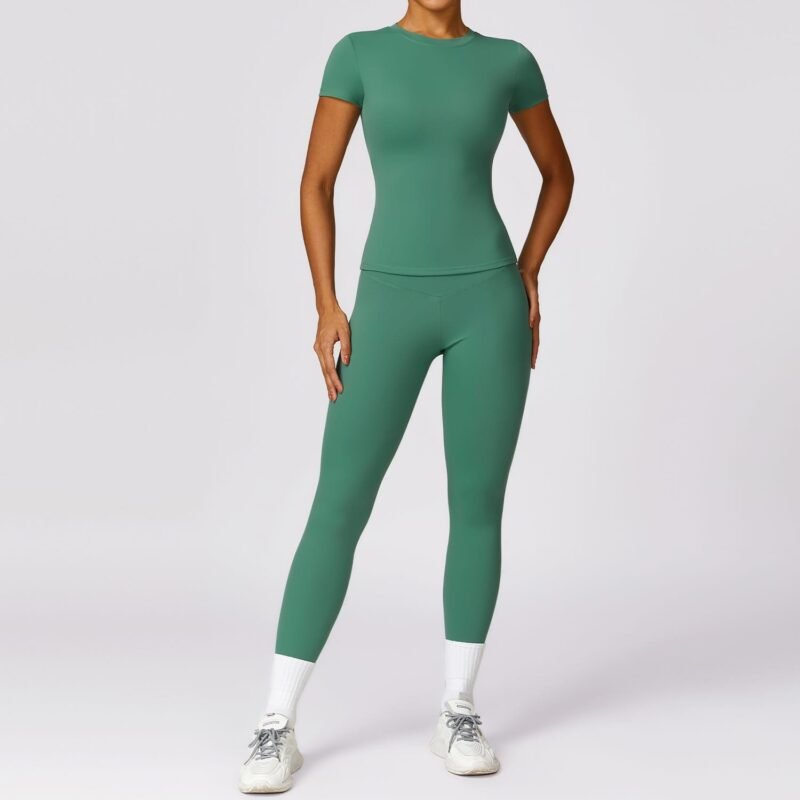 EcoSkin Tight Quick-Dry Yoga Set - Women's Long-Sleeve Top & Pants for High-Performance Workouts 8455