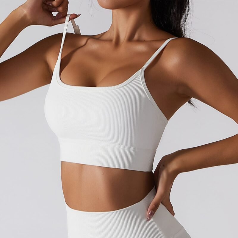 New - Style Back - Exposing Sports Bra - Threaded, Ideal for Yoga, Running and Fitness, European and American - Style Strappy Yoga Wear for Women（6256）
