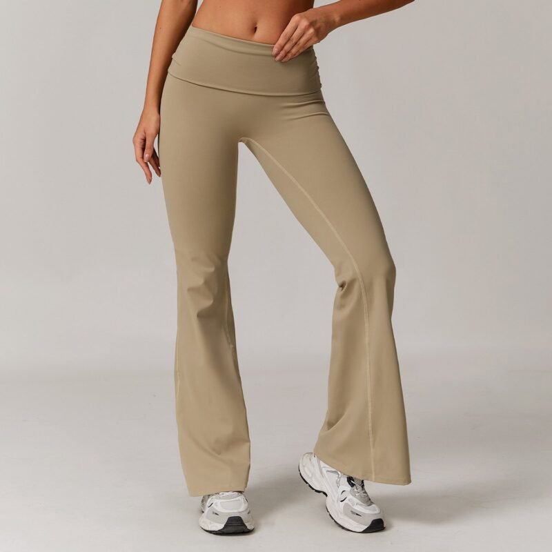 Women's Eco - Friendly Recycled Fold - Over High - Waisted Yoga Pants: Flared Running & Casual Versatile Trousers 8998