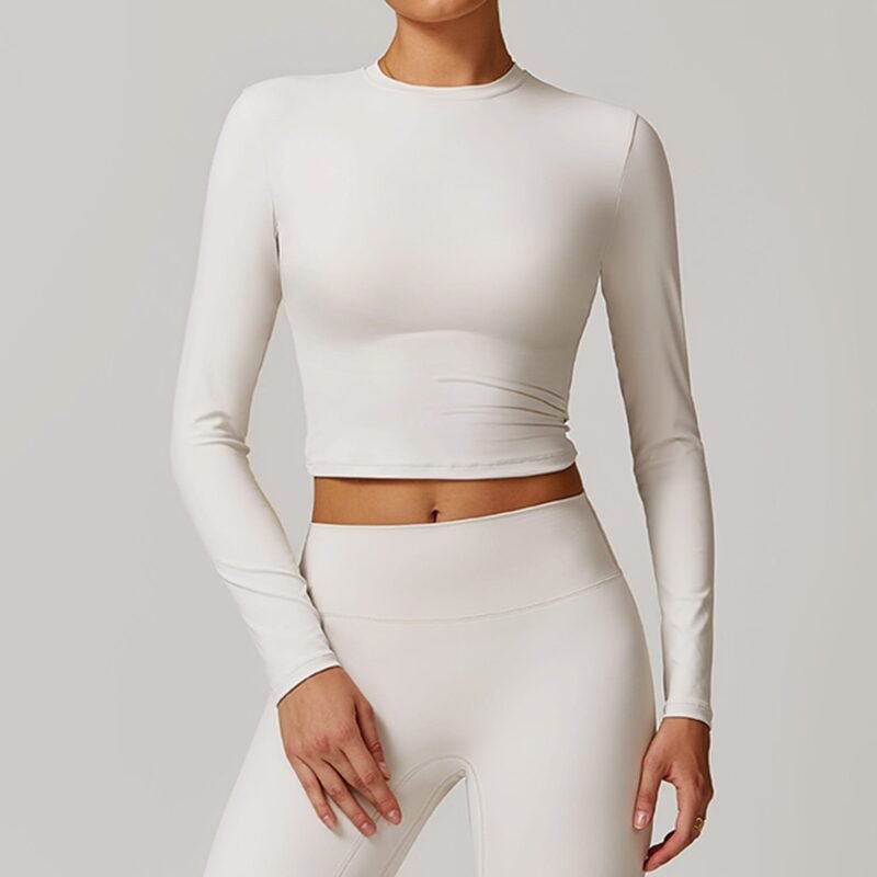 Abundant Stock! Slimming Back - showing Yoga Top Long - sleeved T - shirt for Outdoor Sports & Fitness8886