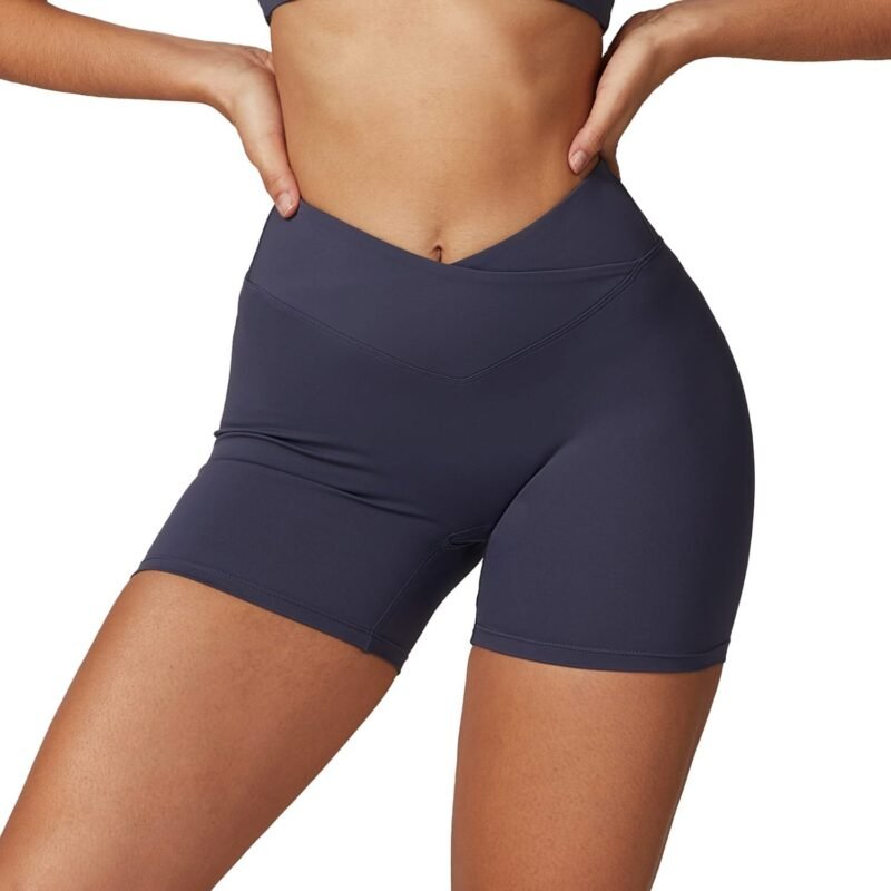 Slim - Fit Yoga Shorts for Women - Cross - Waist, Ideal for Outdoor Running and Fitness （8799）