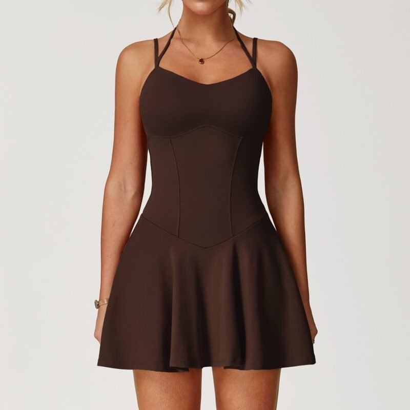 Women's Strappy Dress Dress: Pocket, Lined Anti - Exposure A - Line Skirt for Running & Tennis 9172