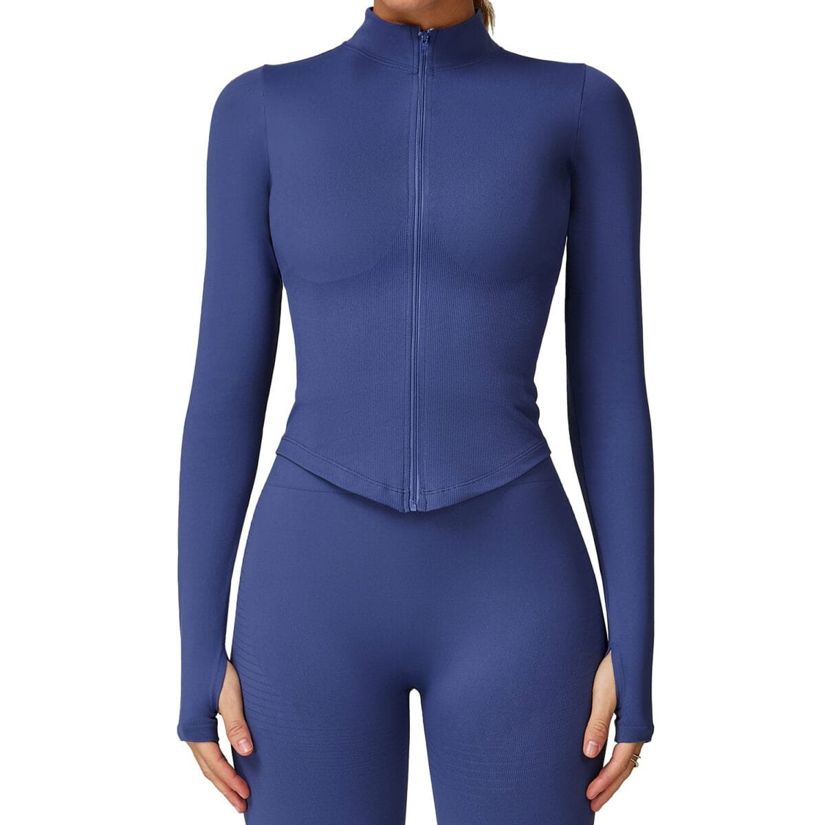 Women's Zip Up Workout Jackets - Stand Collar Long Sleeve Yoga Cover Up for Outdoor Exercise DWT7725