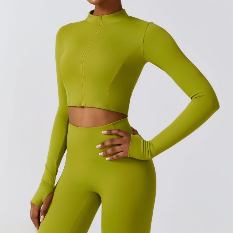 Zippered Outdoor Running, Yoga and Fitness Long - Sleeve Jacket for Women - Slimming and Quick - Dry（8047）