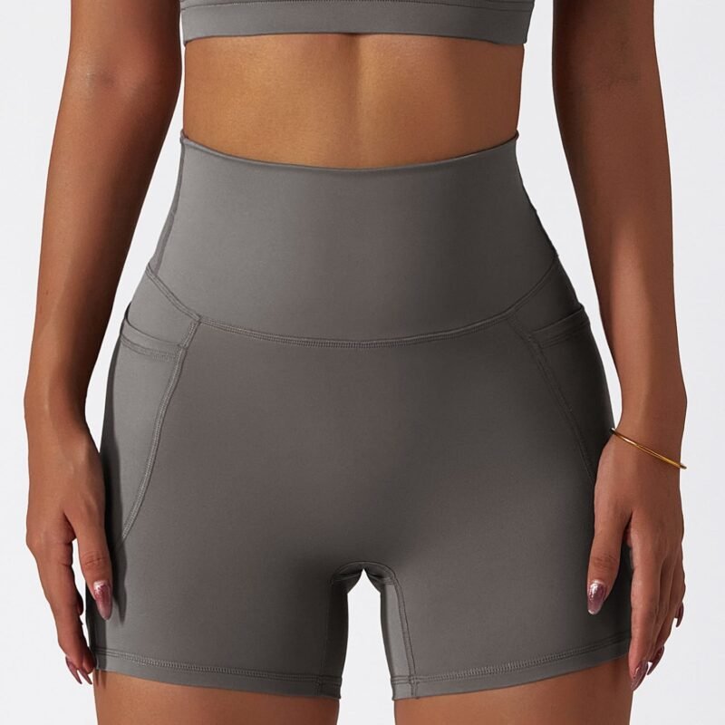 Quick - Dry Naked - Feel High - Waisted Slim - Fit Yoga Shorts with Pockets for Women（6425）