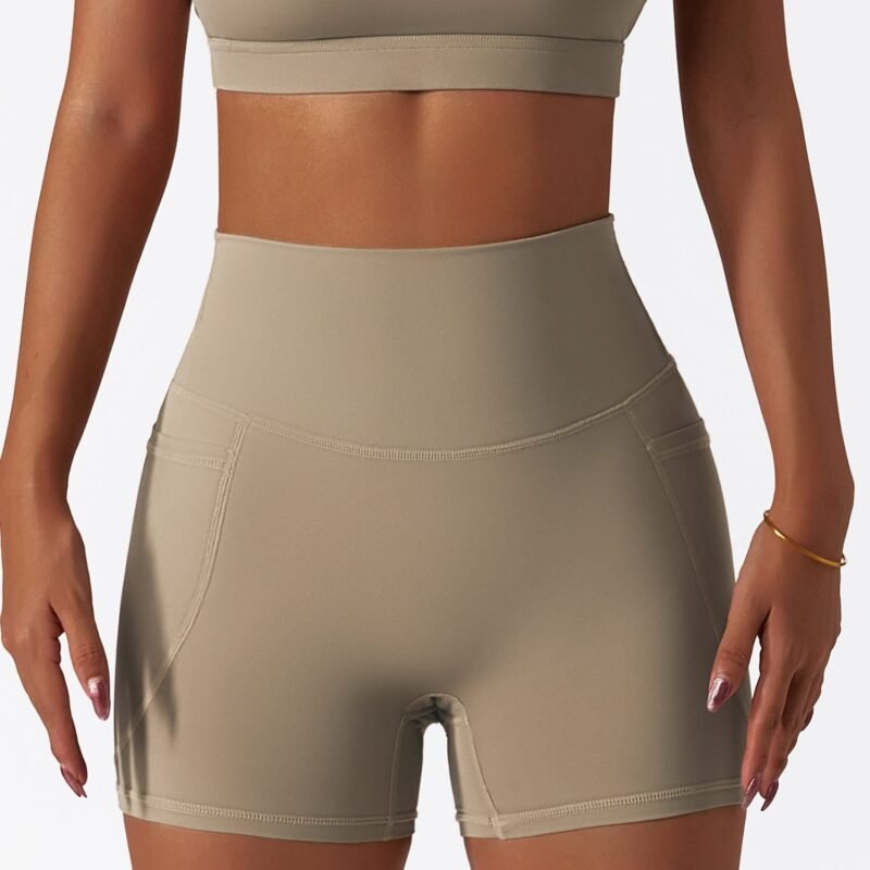 Quick - Dry Naked - Feel High - Waisted Slim - Fit Yoga Shorts with Pockets for Women（6425）