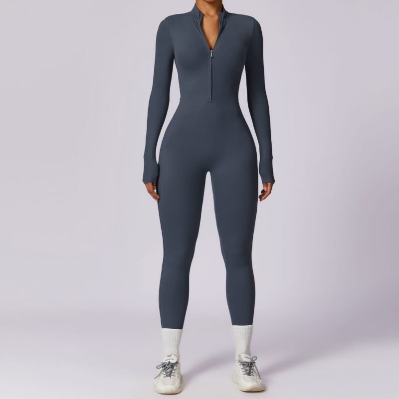 Women's Nude Feel Long Sleeve Zipper Yoga Romper | High-Intensity Activewear for Fitness & Workout（8306）