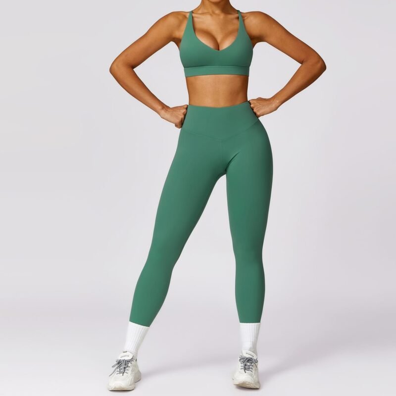 EcoSkin Tight Quick-Dry Yoga Set - Women's Long-Sleeve Top & Pants for High-Performance Workouts 8455