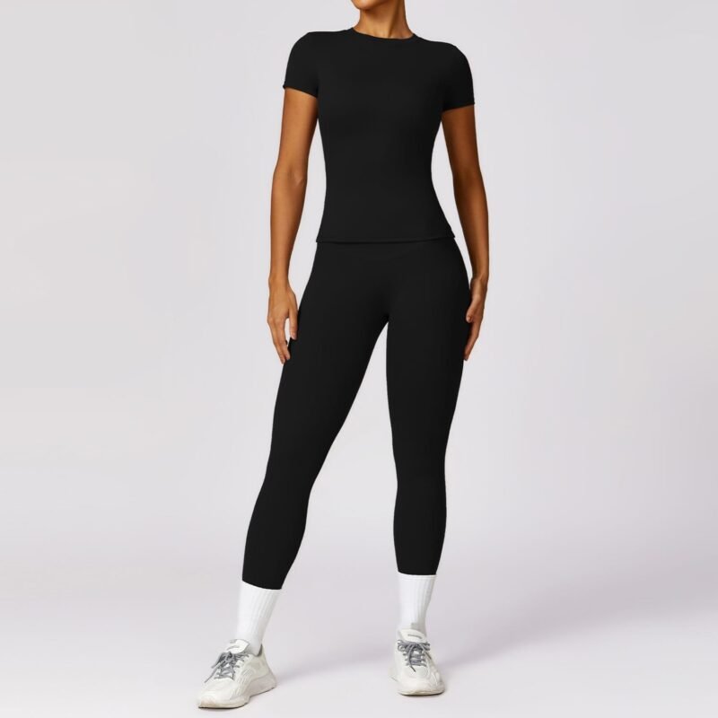 EcoSkin Tight Quick-Dry Yoga Set - Women's Long-Sleeve Top & Pants for High-Performance Workouts 8455