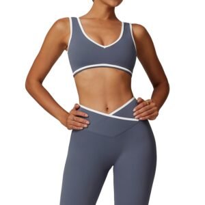 Women's Color - Blocking Wide - Strap Sports Bra: Shock - Proof, One - Piece Yoga Top for Outdoor Fitness 8843