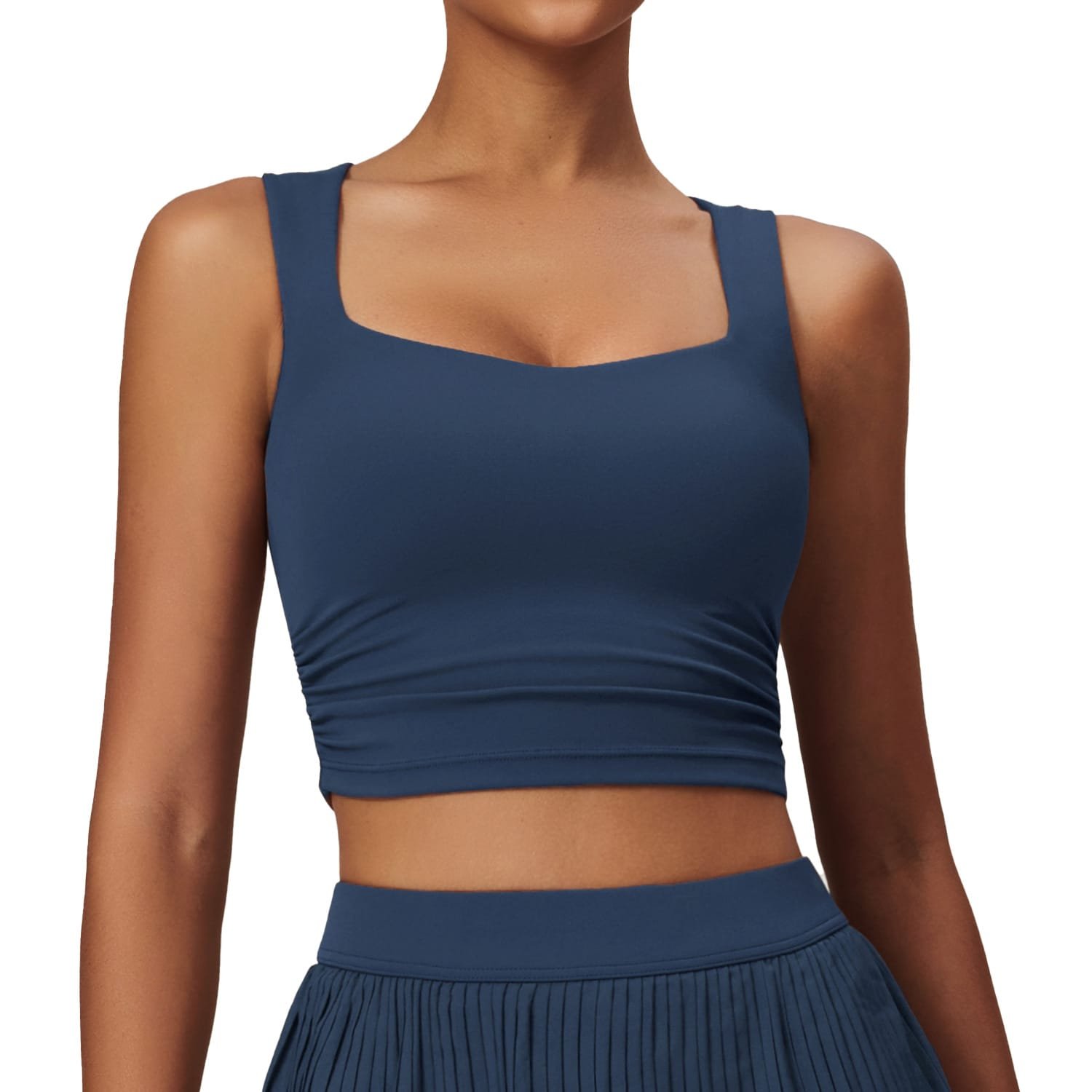 Seamless Workout Tank - Quick-Dry Round Neck Sports Bra for Gym & Casual Wear (8782)