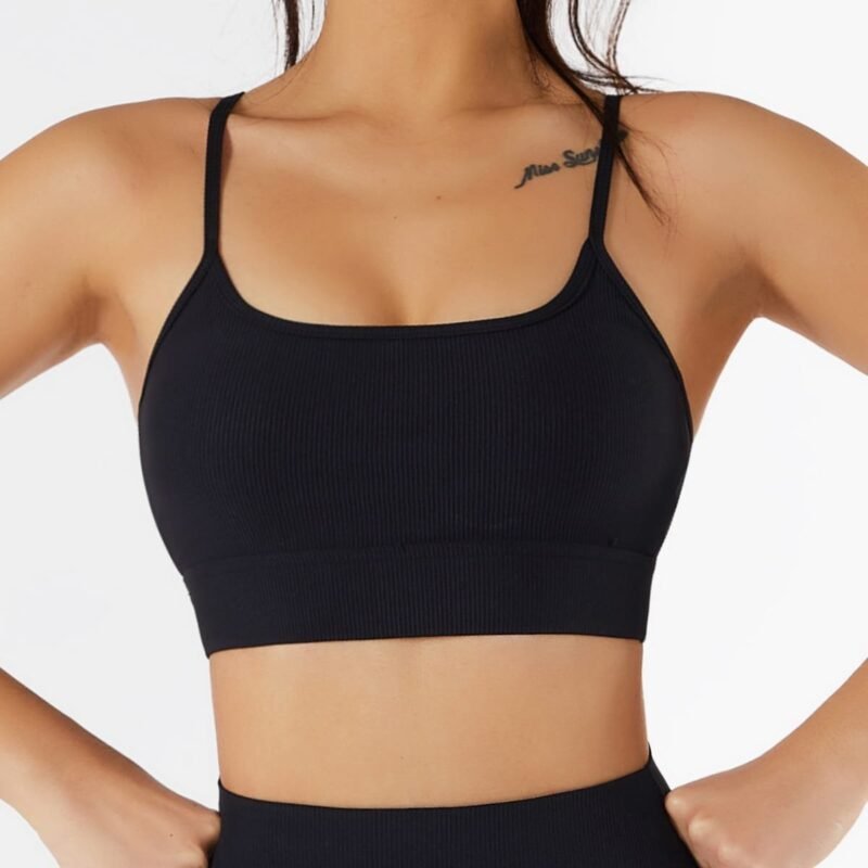 New - Style Back - Exposing Sports Bra - Threaded, Ideal for Yoga, Running and Fitness, European and American - Style Strappy Yoga Wear for Women（6256）