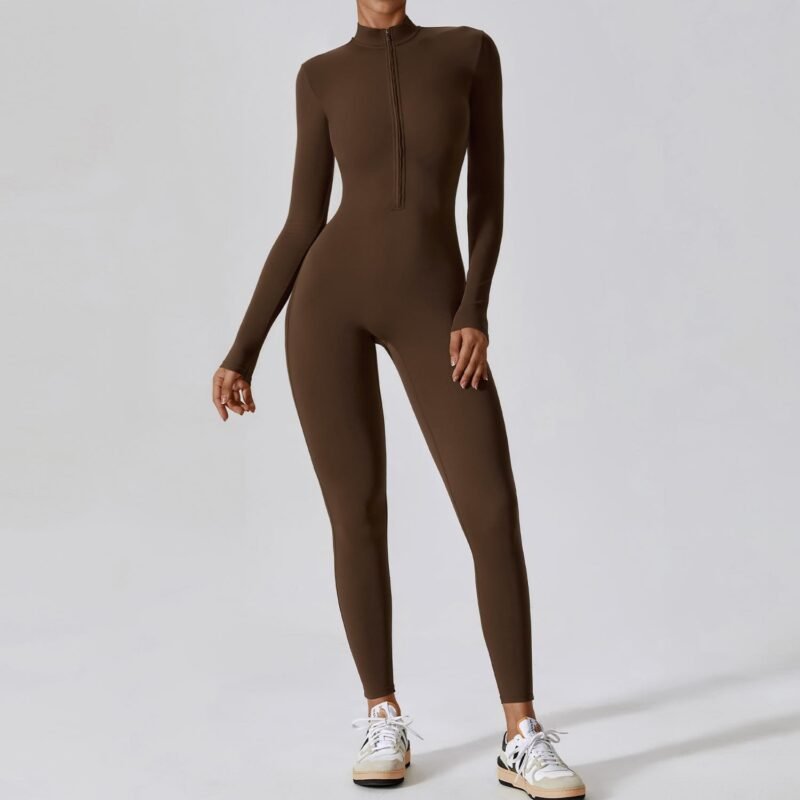 Women's Nude Feel Long Sleeve Zipper Yoga Romper | High-Intensity Activewear for Fitness & Workout（8306）