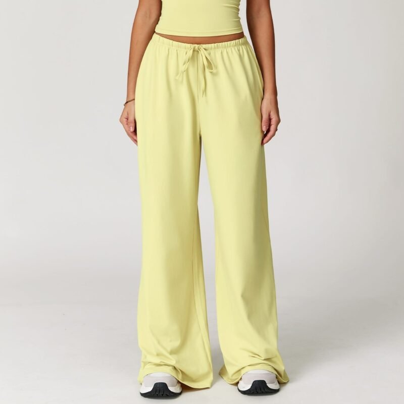 Women's Cross - Border Brushed Long Pants: Draped Wide - Leg, Loose & Casual, Sports Fitness Elastic Waist with Drawstring 3058
