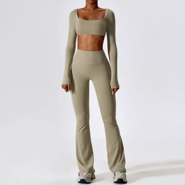 Autumn Shockproof Bare-Feel Yoga Set - Quick-Dry Tight Fitness Wear for Women (TZ8232) - 图片 2